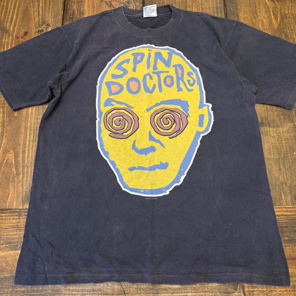 Vintage 1994 Spin Doctors Band T-Shirt All Sport Proweight Black Mens Large 90s